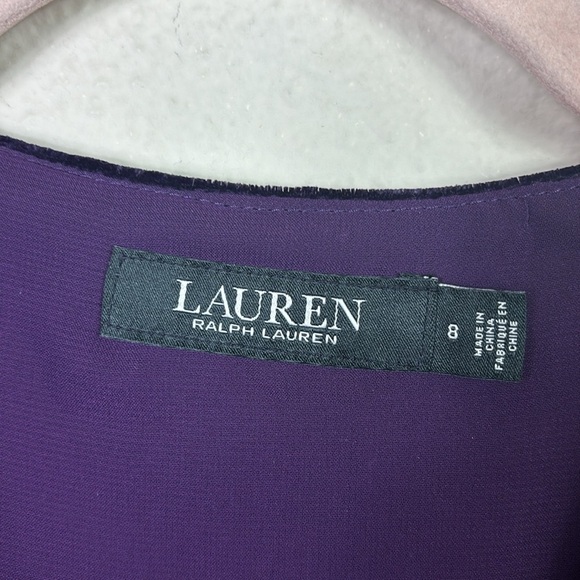Lauren Ralph Lauren Black Label Velvet Button Down Puff Sleeve Top Purple size 8 - Picture 3 of 10